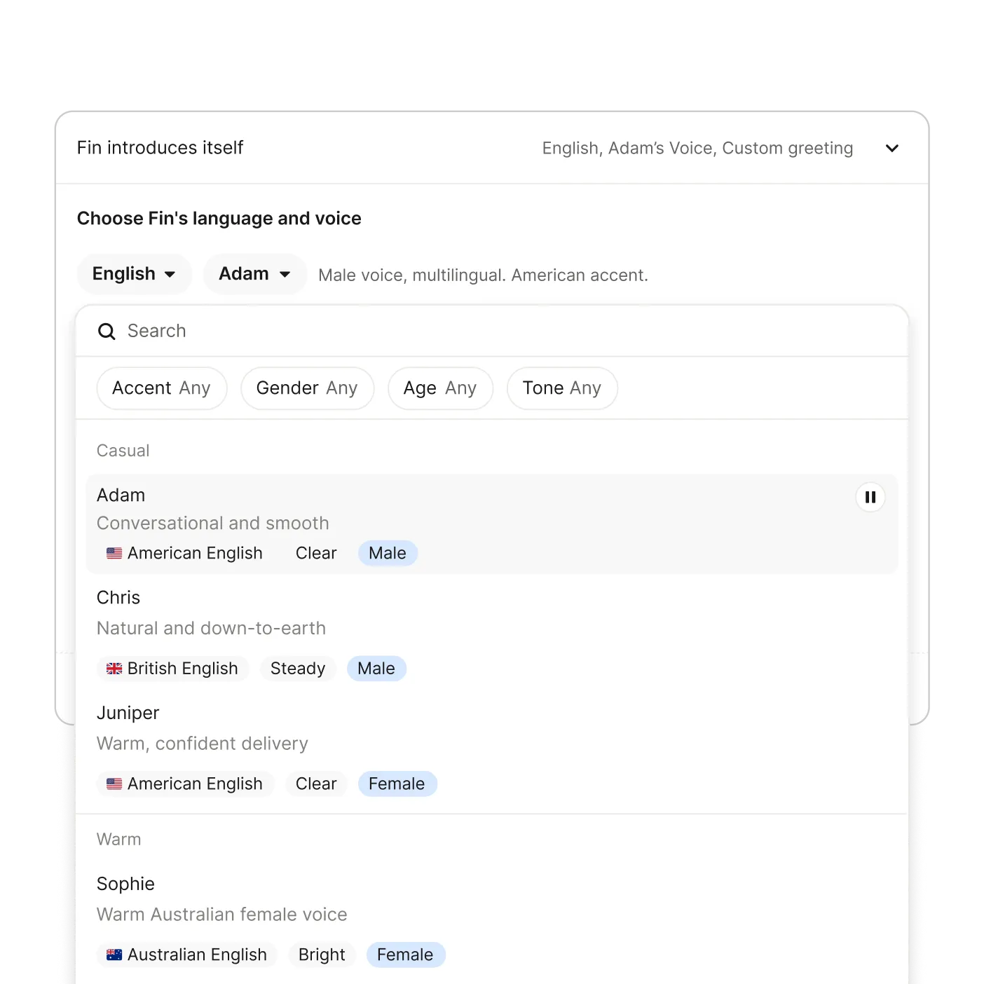 Sweo Voice natural voices configuration